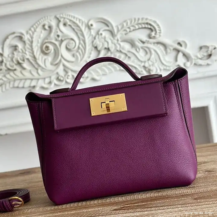 Bag Swift Leather Hermes In Gold Mini Evercolor Purple 24 Hardware 24 0502